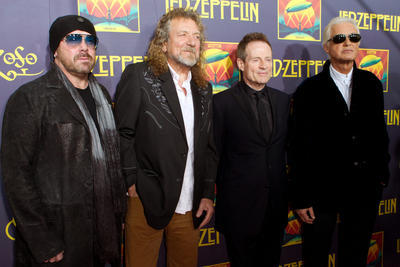 Robert Plant, second from left, and the members of Led Zeppelin. AP. 