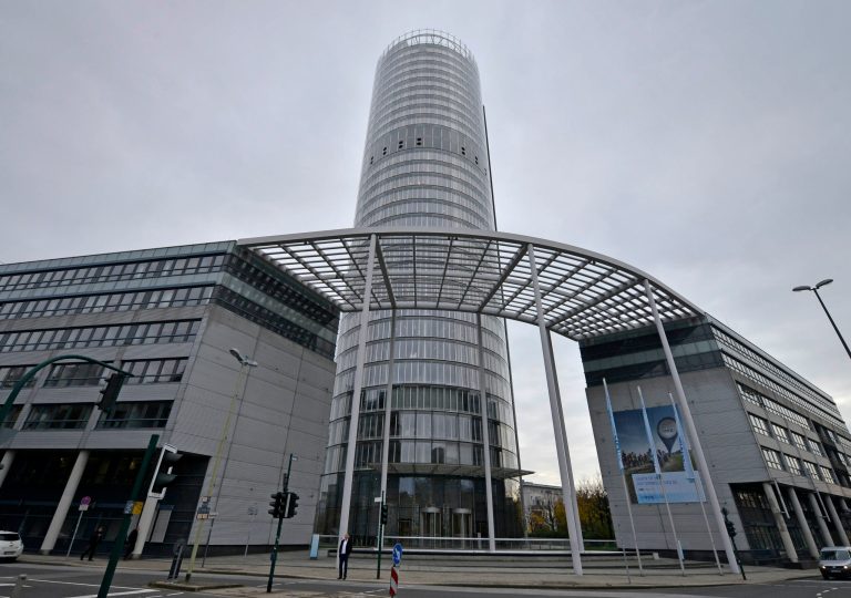 FILE - In this Nov. 14, 2013 file photo the headquarters of German power provider RWE is pictured in Essen, Germany. German utility company RWE AG says it has started supplying gas to Ukraine, which faces delivery cut-off from its main source Russia. RWE said in a statement that the reverse-flow deliveries via Poland began Tuesday, April 15, 2014 and foresee the supply of up to 10 billion cubic meters of natural gas a year. (AP Photo/Martin Meissner, File)