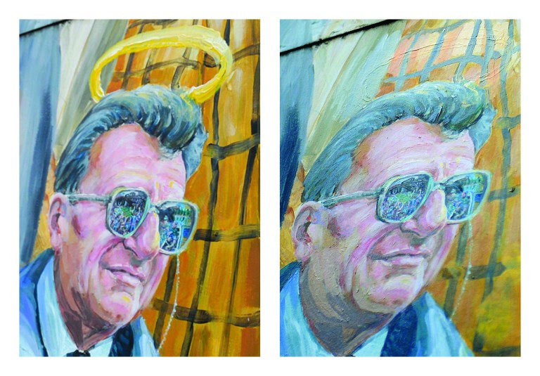 Artist paints over Paterno’s halo on Pa. mural