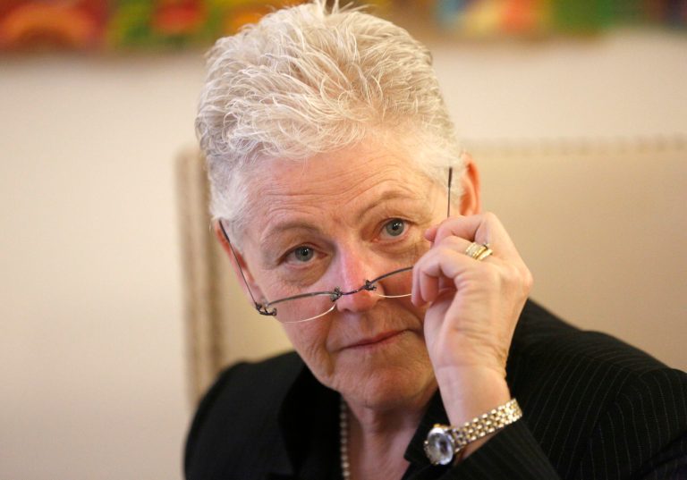 Environmental Protection Agency Administrator Gina McCarthy listens to reportersâ questions during a meeting with media in the U.S. ambassador to the Holy See residence in Rome, Friday, Jan. 30, 2015. (AP Photo/Alessandra Tarantino)