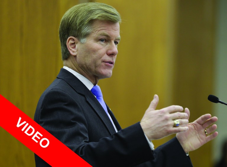 Virginia Gov. Bob McDonnell gestures as he addresses a joint meeting of the House Appropriations and Senate Finance committees at the Capitol Monday, Dec. 17, 2012 in Richmond, Va.  McDonnell delivered his 2013 budget proposals to the committees.   (AP Photo/Steve Helber)