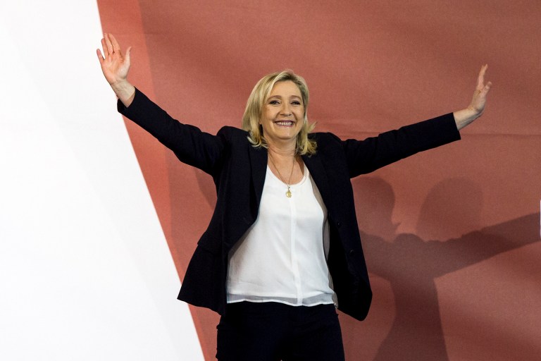 France's far-right National Front party leader Marine Le Pen, who is competing to succeed French President Francois Hollande, has expressed her support for President-elect Trump in the past. (AP Photo/Kamil Zihnioglu)