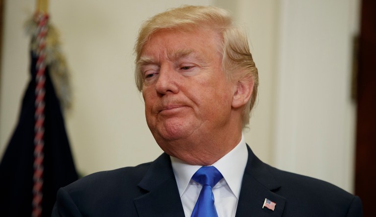 Majorities of voters asked also think Trump is not honest, does not have leadership skills, does not care about average people, and is not an intelligent or strong person. (AP Photo/Evan Vucci)