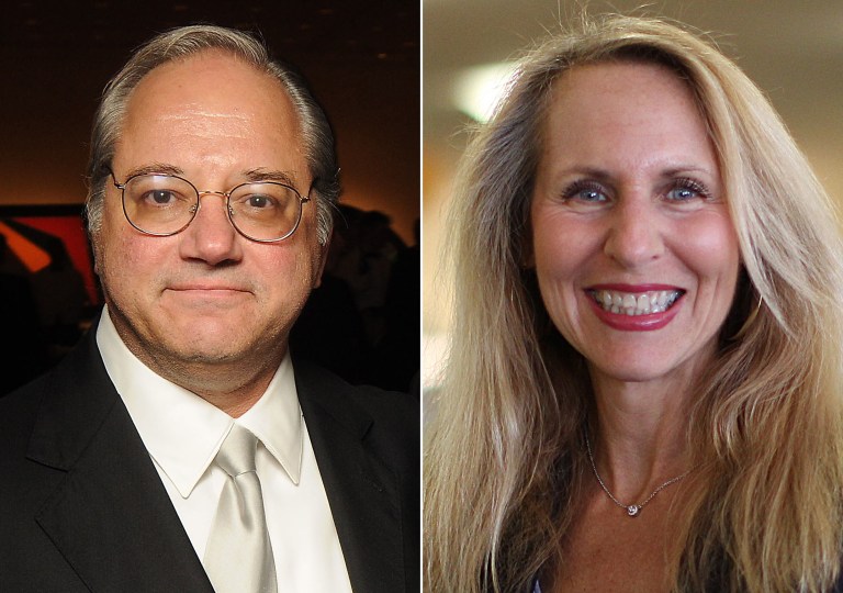 This photo combination shows, from left, Nabors Industries CEO Anthony Petrello, in Houston, and TJX CEO Carol Meyrowitz, in Framingham, Mass. Petrello was the highest paid CEO in 2013, and Meyrowitz was the highest paid female CEO in 2013. (AP Photo/Houston Chronicle, Dave Rossman/Boston Globe, Suzanne Kreiter)  BOSTON HERALD OUT, QUINCY OUT; NO SALES