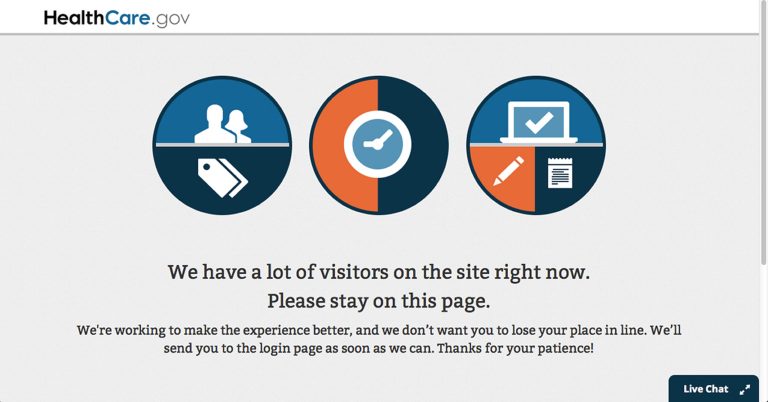 The pressure is on for the federal government and states running their own health insurance exchanges to get the systems up and running after overloaded websites and jammed phone lines frustrated consumers for a second day as they tried to sign up for coverage using the new marketplaces. (AP Photo/The U.S. Centers for Medicare & Medicaid Services)