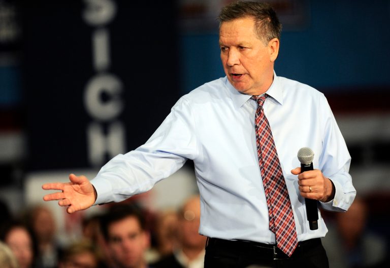Kasich criticized his political opponents for coarsening the political discourse. (AP Photo/Hans Pennink)