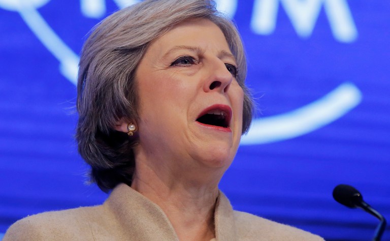 British Prime Minister Theresa May will be the first foreign leader to address the GOP group. (AP Photo/Michel Euler)