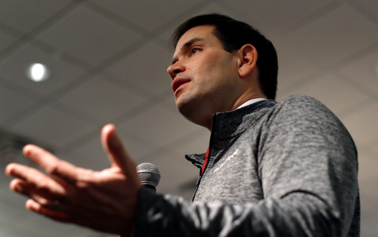 Rubio introduces the compassion angle often as a way to contrast himself with Cruz and Trump. (AP Photo/Patrick Semansky)