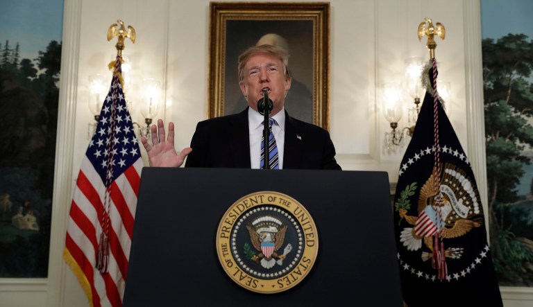 President Trump delivers a statement on the mass shooting at a South Florida High School from the White House. (AP Photo/Evan Vucci)