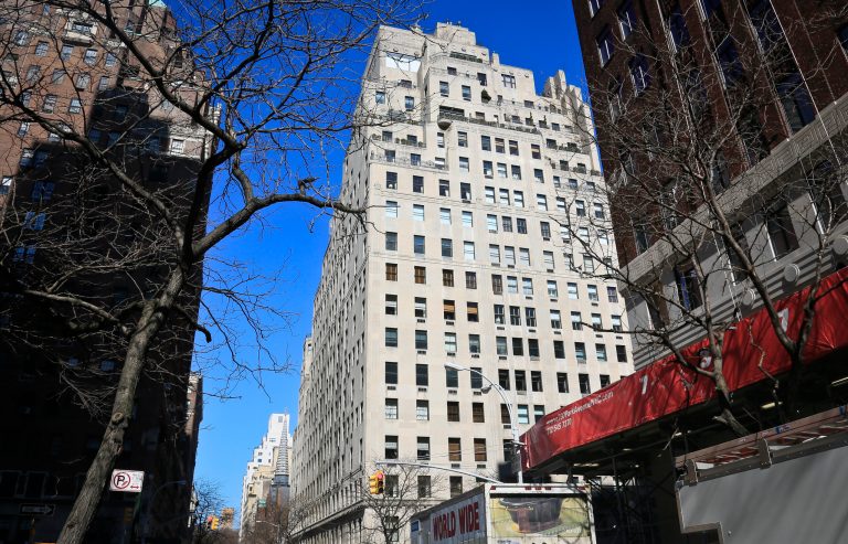 This  Thursday April 10, 2014 photo shows 740 Park Avenue, an upscale residential building, in New York. France's indebted government is selling the residence of its U.N. ambassador, located within the prestigious apartment building, for an asking price of $48 million. The sale of the 18-room, 7-1/2 bath duplex with five fireplaces is part of a long-planned sale of state-owned real estate to help France reduce its 1.9-billion euro ($2.6-billion) debt. (AP Photo/Bebeto Matthews)