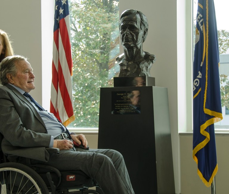 Former President George H.W. Bush at the CIA last week.