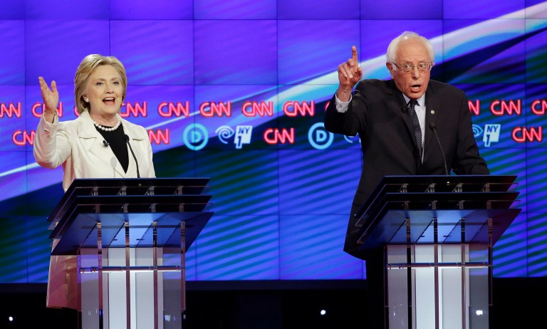 A boisterous New York crowed booed and cheered as Hillary Clinton and Bernie Sanders engaged in several heated exchanges during Thursday night's 