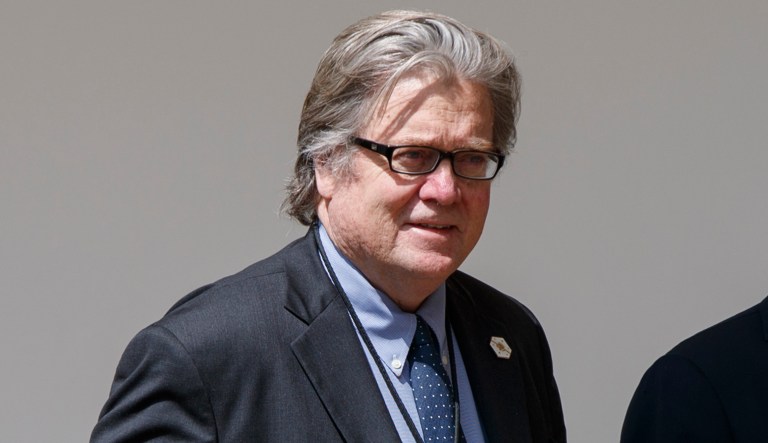 As Bannon offered a fervent defense of economic nationalism, he made an interesting prediction about the 2020 presidential election. (AP Photo/Evan Vucci)
