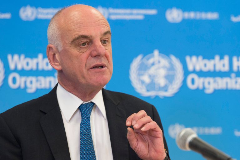 David Nabarro, UN Special Envoy on Ebola, speaks during a press conference at the headquarters of the World Health Organization, WHO, in Geneva, Switzerland. (Sandro Campardo/Keystone via AP)