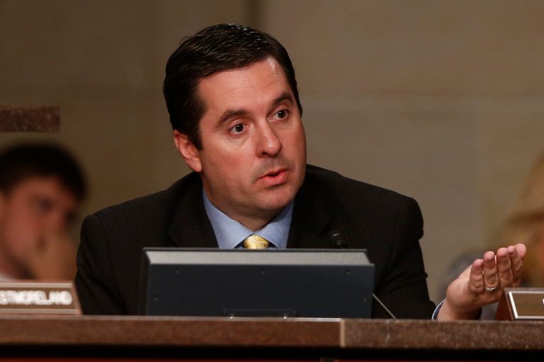 Rep. Devin Nunes, R-Calif., questions national security and intelligence officials as they testify before the House Permanent Select Committee on Intelligence regarding NSA surveillance in Washington last year. (AP Photo/Charles Dharapak)