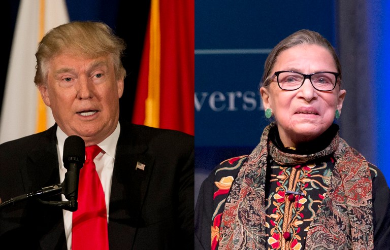 Presumptive Republican nominee Donald Trump hit back at Supreme Court Justice Ruth Bader Ginsburg Tuesday after the longtime justice openly criticized him in a recent interview. (AP Photos)
