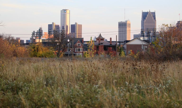This Oct. 24, 2012 file photo shows an empty field north of Detroit's downtown. Detroit's bankruptcy case is going to trial on Wednesday, and the result will determine whether the city can reshape itself in the largest public bankruptcy filing in U.S. history. (AP Photo/Carlos Osorio, File)