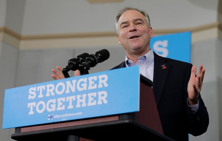 Democratic vice presidential nominee Tim Kaine, D-Va., mocked Donald Trump this week by suggesting the Republican nominee is often and easily confused. (AP Photo/Chuck Burton)