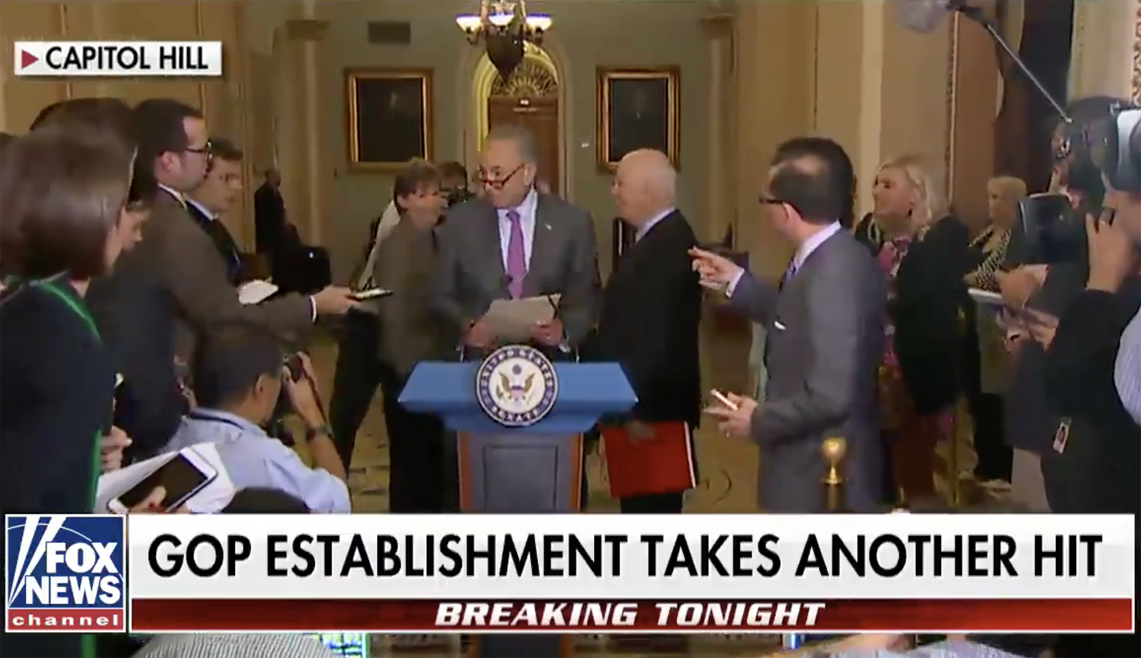 Chuck Schumer flashes big smile after learning Jeff Flake won’t seek re-election