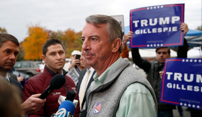 Republican candidate for Virginia governor Ed Gillespie has attempted to distance himself from President Trump during the campaign, but that hasn't stopped Trump from voicing his support for the candidate. (AP Photo/Alex Brandon)