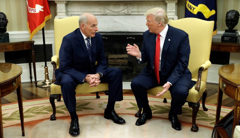 Kelly allows us the retain the hope that he can get the president to delete the Twitter app from his phone. (AP Photo/Evan Vucci)