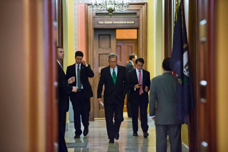 Senate Minority Leader Mitch McConnell, R-Ky., secured the Strom Thurmond Room for a meeting between Tea Party leaders and Republican lawmakers. (AP File)