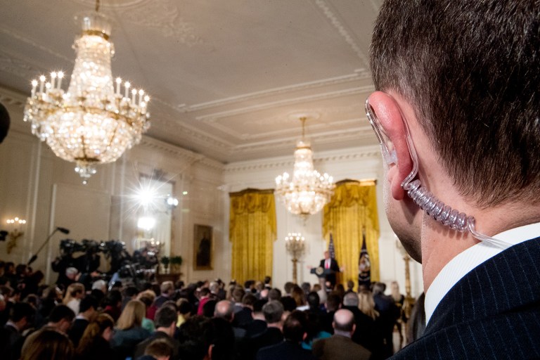 Two Secret Service agents assigned to protect President Trump's grandson are under investigation for taking selfies with the 8-year-old boy while he was sleeping. (AP Photo/Andrew Harnik)