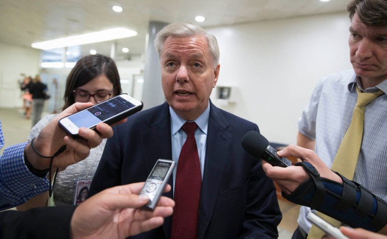 Sen. Lindsey Graham recently told reporters after a press conference that he took wouldn't support such a move. And Flake said he has never supported efforts to block minority filibusters through Senate rules changes. (AP Photo/J. Scott Applewhite)