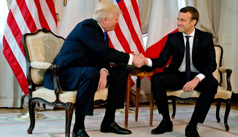 President Trump congratulates French President Emmanuel Macron for the 