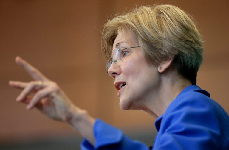 During a speech, EMILY's List gala in Washington, D.C., Warren, D-Mass., was discussing sexism in the workplace. (AP Photo/Steven Senne)