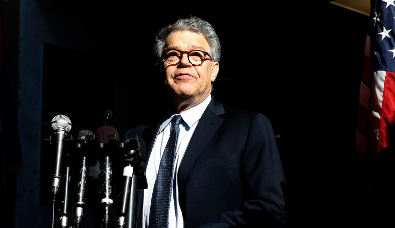An Army veteran accused Sen. Al Franken, D-Minn., of touching her breast while she was deployed in Kuwait in 2003. She said the alleged groping took place during a photo op during Franken's USO tour. (AP Photo/Alex Brandon)