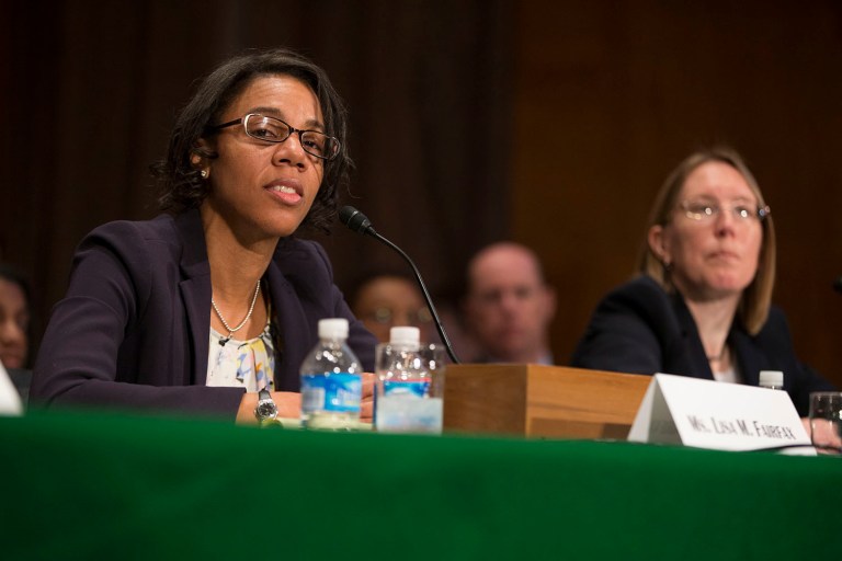 The nominees, George Washington law professor Lisa Fairfax and Mercatus Center expert Hester Peirce, were approved by voice vote following votes on the Senate floor. (AP Photo/Evan Vucci, File)