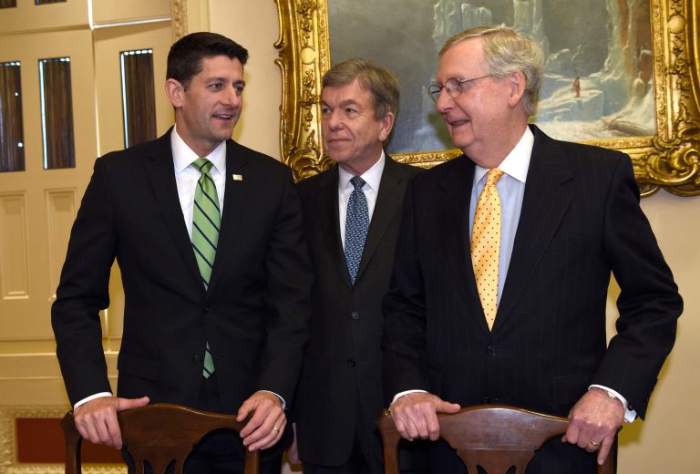 House Speaker Paul Ryan and Senate Majority Leader Mitch McConnell are divided over whether to pass an omnibus spending bill or a continuing resolution. (AP Photo/Susan Walsh)