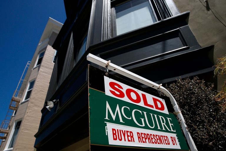 A sold sign is posted in front of a home for sale on May 27, 2014 in San Francisco, Calif. (Photo by Justin Sullivan/Getty Images)