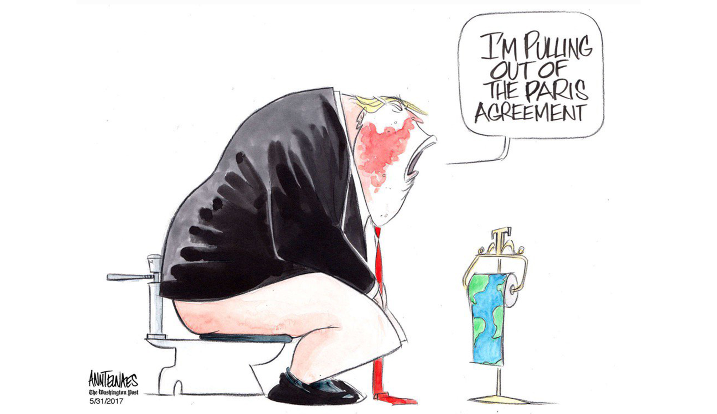Washington Post cartoonist depicts Trump on the toilet