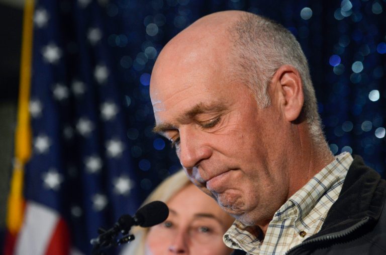 Rep. Greg Gianforte, R-Mont., pleaded guilty to misdemeanor assault after body-slamming a journalist. That journalist's broken eyeglasses will debut at the Newseum museum on the media in Washington, D.C., later this week. (Rachel Leathe/Bozeman Daily Chronicle via AP, File)