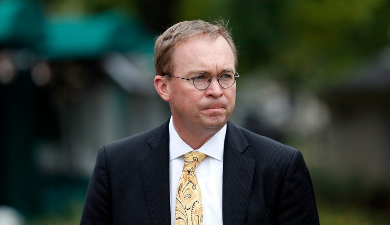 In a call with reporters, senior White House officials pointed to the Vacancies Act as offering President Trump the authority to appoint Office of Management and Budget Director Mick Mulvaney (pictured) as temporary head of the Consumer Financial Protection Bureau, rather than a former acting director. (AP Photo/Alex Brandon)