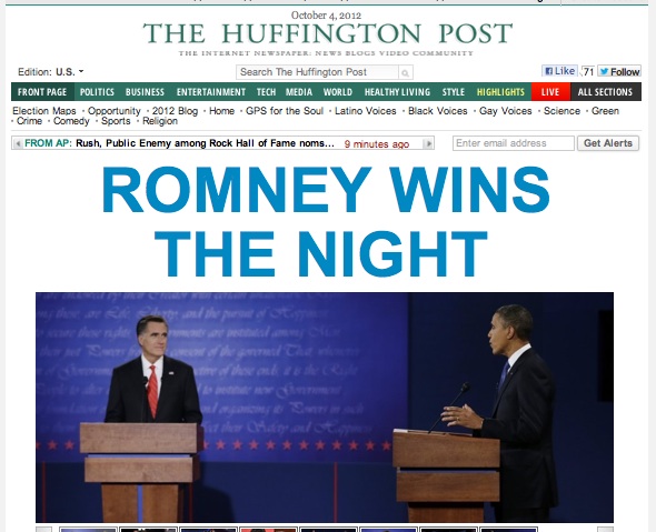 HuffPo: ‘Romney Wins the Night’