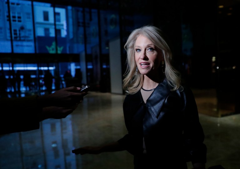 Kellyanne Conway said she attended Mass with Trump and Pence on Sunday —œand the sermon was about having a great heart and meaning thank you and coming together.—&pound; (AP Photo)