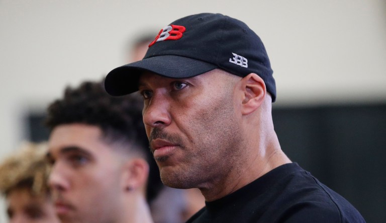 LaVar Ball (pictured) spoke about the shoplifting incident in China on Nov. 7 involving his son, LiAngelo Ball, Cody Riley, and Jalen Hill. The three UCLA students returned to Los Angeles on Tuesday evening after posting bail and addressed the media on Wednesday. (AP Photo/Jae C. Hong)