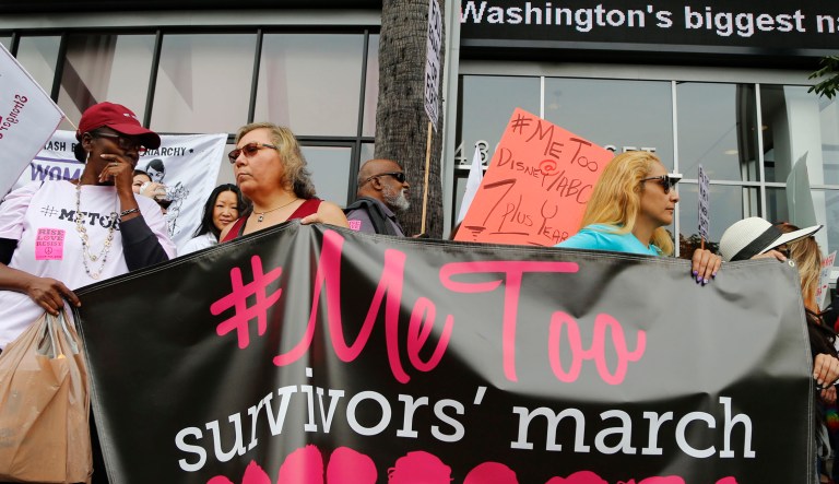 The Women's March and its allies in the broader feminist movement can learn a valuable lesson from the growth of the #MeToo movement and its broad range of supporters. (AP Photo/Damian Dovarganes, File)