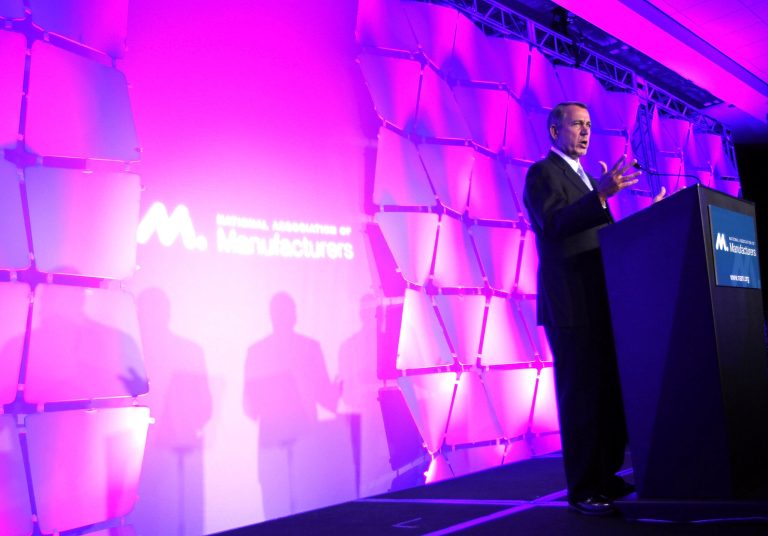 U.S. Speaker of the House Rep. John Boehner (R-OH) addresses the National Association of Manufacturers (NAM) 2013 Manufacturing Summit June 20, 2013 in Washington, DC. Speaker Boehner spoke on Republican efforts to grow the economy and create jobs in the manufacturing sector. (Photo by Alex Wong/Getty Images)