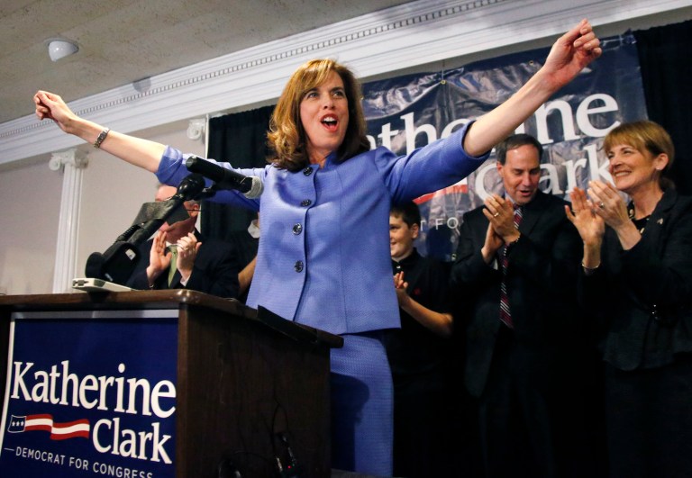 Rep. Katherine Clark, D-Mass., is one of just a few members of Congress boycotting the inauguration. (AP Photo/Elise Amendola)