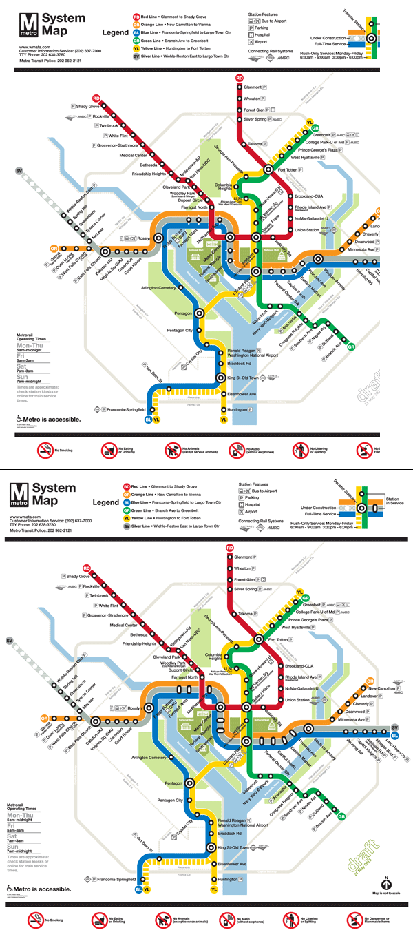 Metro is redoing the iconic map of the Metrorail system to make way for the opening of the Silver Line scheduled for later this year. (Photo: Examiner file)