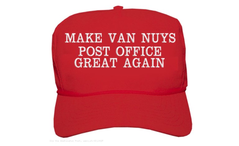 Image of a hat included in Rep. Tony Cardenas' press release, which is similar to Donald Trump's 