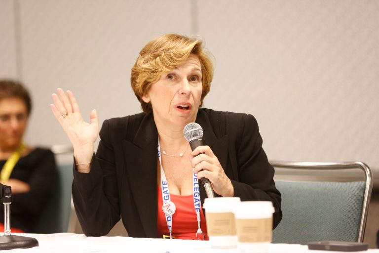 The American Federation of Teachers abruptly canceled a planned 10 a.m. Wednesday press call with its president, Randi Weingarten, to discuss Tuesday's election returns. (AP/Damian Dovarganes)
