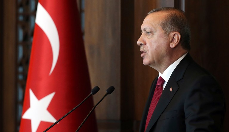 Erdogan's team accused the U.S. of cooperating with terrorists. (Yasin Bulbul/Presidency Press Service via AP, Pool)