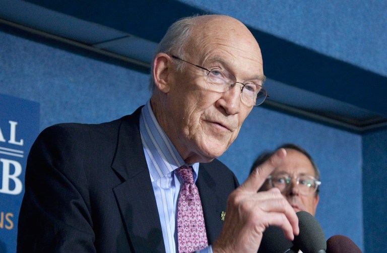 Alan Simpson, left, and Erskine Bowles, co-chairmen of the National Commission on Fiscal Responsibility and Reform take part in a news conference on deficit reduction, Monday, Sept. 12, 2011, at the National Press Club in Washington.