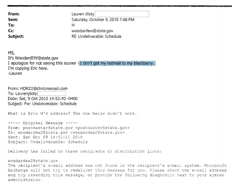 Hillary Clinton Emailed Aide on Hotmail Account