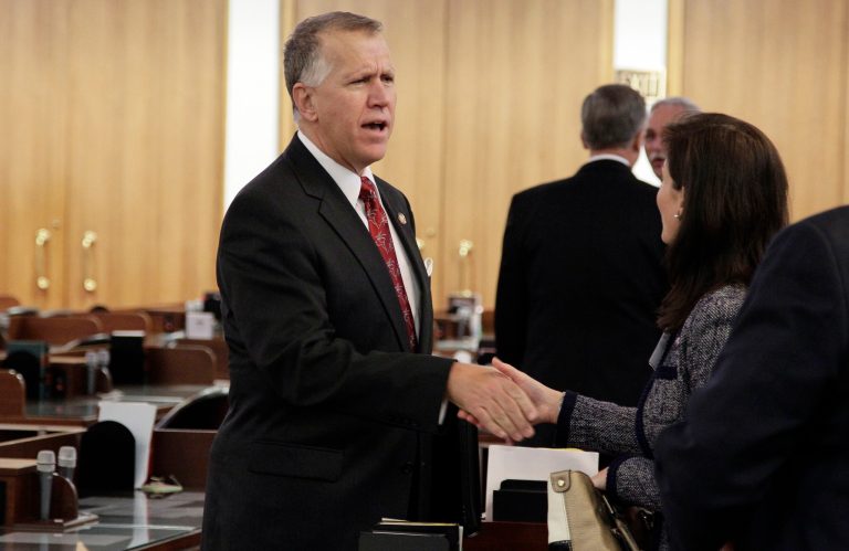A Washington, D.C., fundraiser scheduled for this week for North Carolina House Speaker Thom Tillis, a Republican candidate for Senate, will feature a few big GOP names, including Senate Minority Leader Mitch McConnell. (AP Photo/Gerry Broome)